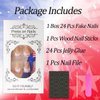 24Pcs 4th of July Press on Nails Medium, Nail Tip with Nail Glitter Stars USA Flag Design Fake Nails Independence Day Glue on Nails Full Cover French Tip False Nails for Holiday Nail Art Decoration