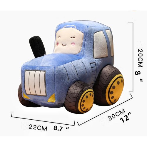 XIYUAN Car Plush Tractor Stuffed Cushion Truck Toy Super Cute Car Plush Pillow - Soft Plush Toy for Little Boys, Girls, Babies and Toddlers - Great Gift (Blue)