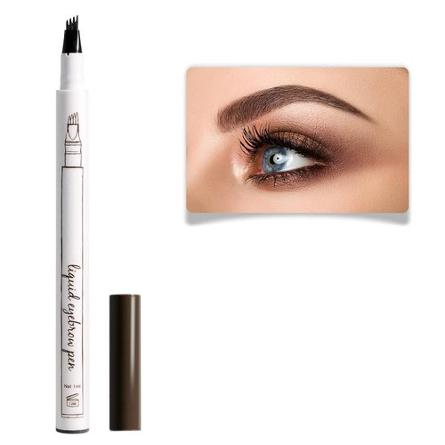 Tattoo Eyebrow Pen with Four Tips Long-lasting Smudge-Proof All Day Waterproof Brow Gel and Tint Dye Cream for Eyes Makeup (#1-maroon)
