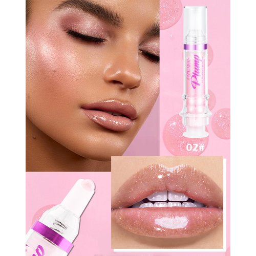 Spicy Lip Plumping Booster,Plumping Lip Oil with Chili Extract,High-Shine Smooth Fuller Lips,Hydrating Pink LIp Goloss Lip Glaze,Plump and Pout Lip Plumper Lipstick,Christmas Makeup Gift for Women-02#