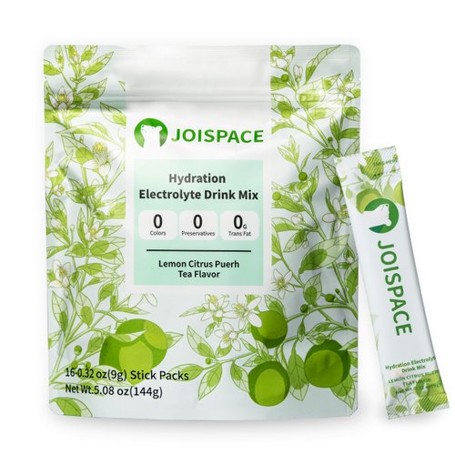 JOISPACE Electrolyte Drink Mix - Lemon Ganpu Tea - Hydration Powder Packets with Tea Polyphenols & Ascorbic Acid | Non-GMO, Gluten Free, Vegan Electrolytes Powder Packets | 16 Servings
