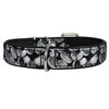 Black Genuine Leather Silver Print Dog Collar 20"x1.25" Fits 14"-18.5" Neck