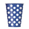 Unique, Royal Blue, Polka Dot Party Paper Cups-12 Oz, 6 Pcs