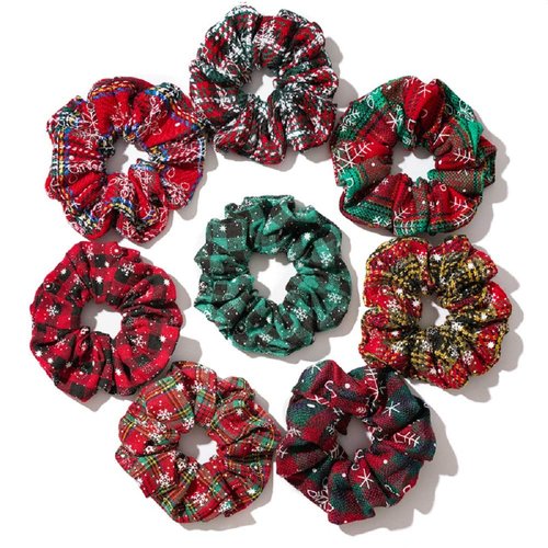 7 Pack Christmas Hair Scrunchies Fabric Snowflake Ponytail Holder Elastic Hair Ties Hair Bands Hair Accessories for Women and Girls Dance,Bachelorette Weekend,School