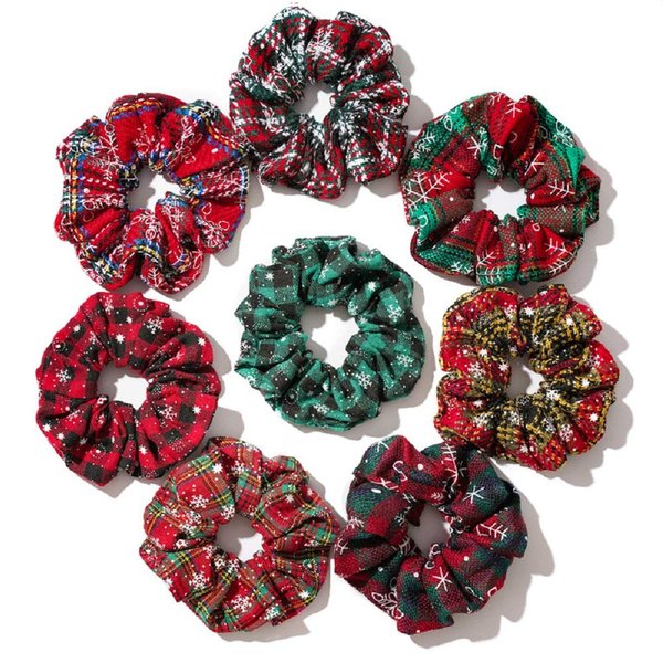 7 Pack Christmas Hair Scrunchies Fabric Snowflake Ponytail Holder Elastic Hair Ties Hair Bands Hair Accessories for Women and Girls Dance,Bachelorette Weekend,School