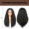 HANSAMU 24 Inch 13x4x1 Kinky Straight Lace Front Long Human Hair Wigs for Women Glueless Lace Wigs,Synthetic Yaki Straight Lace Front Wig Heat Resistant Natural Black With Baby Hair