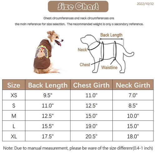 Hotumn Dog Sweater with Hole Thanksgiving Classic Knitwear Pup Dog Shirts Turkey Pattern Dog Dress Warm Winter Pet Clothes for Small Medium Dogs (Medium)