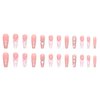 Hkanlre Coffn Press on Nails Tips Ballerina Long Heart Fake Pink Nails Full Cover Rhinestones Coffin False Nails for Women and Girls 24PCS