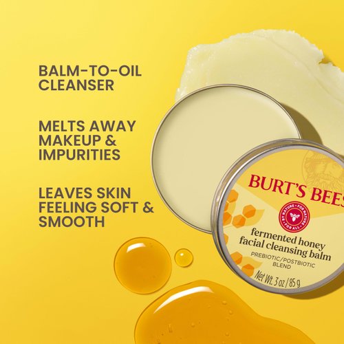 Burt's Bees Stocking Stuffers, Fermented Honey Facial Cleansing Balm, With Prebiotic and Postbiotic Blend, Contains Fermented Honey and Green Tea, Natural Origin Skin Care, 1 Tin, 3 oz.