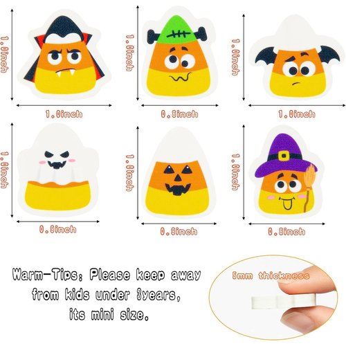 Haooryx 60PCS Halloween Candy Corn Shaped Mini Eraser for Kids Bulk, Novelty Corn Pencil Erasers 3D Desk Puzzle Erasers Pet for Student Homework Classroom Prizes Trick or Treat Party Gift Filler Favor