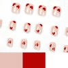 Square Press on Nails Short Fake Nails with Heart Design Nude False Nails Full Cover Acrylic Artificial Nails Glossy Glue on Nails Stick on Nails for Women Manicure Decoration 24Pcs