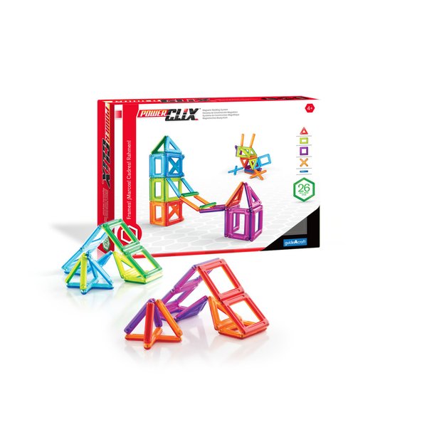 Guidecraft PowerClix Frame Magnetic Building Blocks Set - 26 Piece, Stem Educational Creative Construction Toy