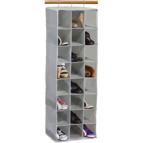 Simple Houseware 24 Section Hanging Shoe Shelves Closet Organizer, Gray