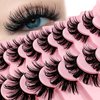 7 Pairs Manga Lashes Wet Look 19mm Flu-ffy D Curl Lashes Volume Spiky Lashes Dramatic Cosplay Lashes Wispy Fairy Lashes Faux Mink False Eyelashes Japanese Korean Lashes(S24)