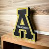 CLTFanCreations Officially Licensed APP State 3D Printed Decorative Figure - Great for Home Office, Desk, Shelf - Made from Quality 3-D Printed Material - Black, Gold, White College Sports Decor