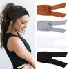TuTive 4 Pieces Adjustable Knotted Headbands for Women Elastic Fashionable Sports Hairbands, Cotton Head Scarf Stretchy Wide Headbands Non Slip Workout Yoga Sport Headbands for Women