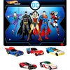 Hot Wheels Toy Cars 5-Pack, Set of 5 DC Character Cars in 1:64 Scale: Superman, Batman, Wonder Woman, The Joker GT & Harley Quinn