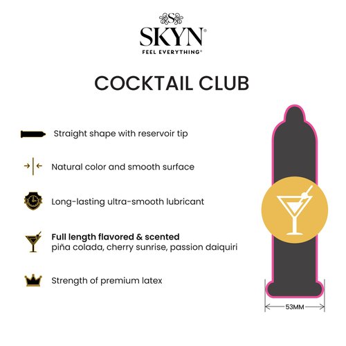 SKYN Cocktail Club Premium Flavored Condoms, 10 Count