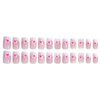 24Pcs French Tip Press on Nails Short Square Fake Nails Pink Flower Full Cover Tip Glue on Nails Design Nail Art Supplies Artificial Nude Pink False Nails Stick on Nails for Women Girls Acrylic Nails