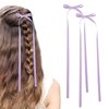 Bow Hair Clips,2 PCS Purple Hair Bows Tassel Hair Ribbons,Long Hair Bow Satin Hair Clip Ribbon Accessories for Women Valentine's Day (Purple)