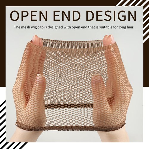 FANDAMEI Mesh Wig Caps Net, 4PCS Wig Caps Mesh Net Open End, Dark Brown Wig Cap for women, Nylon Mesh Wig Caps Net, Strength Wig Cap Dark Brown