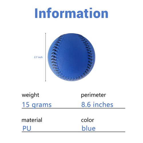 Baisidiwei Soft Baseballs, Foam Training Baseball 12 Pack for Kids Regulation Size Foam Baseballs for Soft & Safe Throwing, Catching and Batting Practice (Blue)
