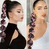 Braided Ponytail Extension with Hair Tie Pink and Black Bubble Wrap Around Pony Tail Hair Extensions 2 Pcs Natural Soft Elastic Hair Band Hairpieces Synthetic Hair Piece for Women Daily Wear