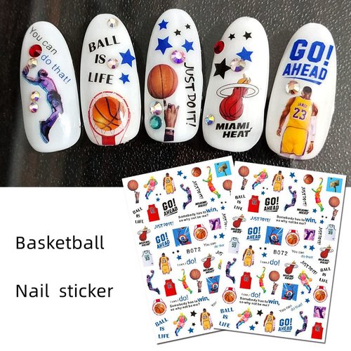 CHANGAR Football Sports Nail Art Stickers Basketball Soccer Player Nail Decals Sports Cheerleading Flag Stickers Bowling Rugby Ballet Nail Stickers Decoration for Women Girls Kids （16 Sheets）