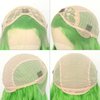 Luwigs Green Lace Front Wigs Curly Wavy Synthetic Heat Resistant Fiber Wigs for Women Lime Green Loose Wave Per Plucked Natural Hairline (22 Inch, Green,Curly)
