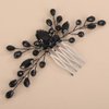 Chargances Bridal Black Crystal Teardrop Hair Comb Wedding Rhinestone Hair Side Combs Vintage Headpiece Bridesmaids Hair Accessories for Women