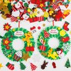 TINYFUTURE 15 Sets DIY Christmas Foam Wreath Crafts Kits Decorations Self Adhesive Xmas Sticker Santa Holly Leaf for Kids Party Favors Fun Classroom Home Activities