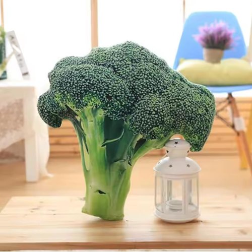 GracesDawn Green Simulation Vegetables, red Peppers, Broccoli, Bitter Melon, peas, Cabbage Vegetable Stuffed Plush Toys, Pillows Lumbar Pillows, Ideal Gift for Children (Broccoli 18.5 inches Long)