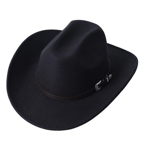 GRNUS Men Women Wide Brim Two Tone Western Cowboy Cowgirl Hats with Buckle Belt (as1, Alpha, one_Size, Black, One Size) …