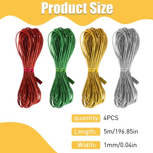4 Pieces 5M Hair Strings for Braids Hair Accessory String, Hair Wrap String Dreadlock Braiding Rope 4 Color Braiding Hair Deco Styling Hair Braiding String for Hair Braiding Twist Gift Hang Tags