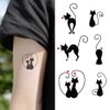 Oottati 2 Sheets Waterproof Small Cute Fake Hand Neck Temporary Tattoos Stickers Black Cat Tail Totem Love Heart Couple