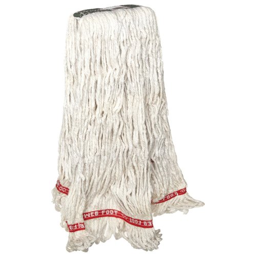 Rubbermaid Commercial Web Foot Shrinkless Wet Mop, Medium, 1-Inch Green Headband, White (FGA21206WH00)