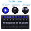 8 Gang Marine Switch Panel, Boat Rocker Switch Panel Waterproof, 12V Aluminum Switch Panel, Marine Toggle Switches ON/Off with Circuit Breaker 5A 10A 15A for Car RV Truck (Blue)