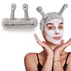 SuPoo Grey Snail Face Wash Headband Funny Skincare Spa Headband Cute Alien Puffy Makeup Headbands for Women Stretchy Antenna Eyes Hair Wrap Hair Band for Washing Face Hair Accessories