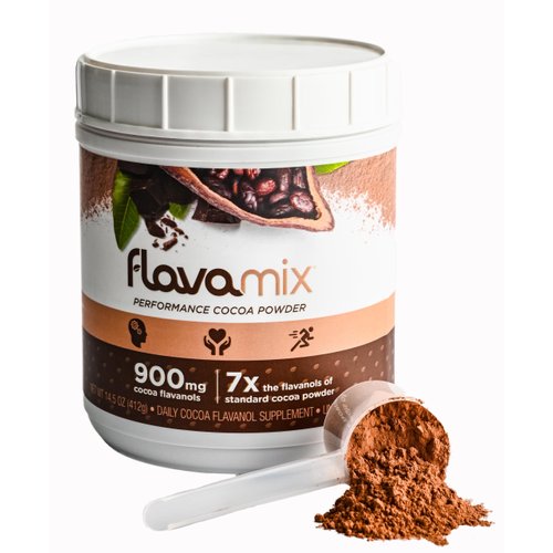 FlavaMix Performance Cocoa Powder | 900mg of Cocoa Flavanols | Promotes Heart & Brain Function | Boosts Nitric Oxide | Plant Based, Zero Sugar | 31 Servings