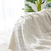 BOURINA Throw Blanket Textured Solid Soft Sofa Throw Bed Runner Couch Cover Knitted Decorative Blanket Bed Runner, 50 x90 Inches Beige