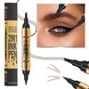 2 in 1 Microblading Eyebrow Pen & Liquid Eyeliner Pen, New Microblading Eyebrow Pen Tattoo Pencil 4 Fork Tip with Eyeliner Pen, Natural Looking Waterproof Eyebrow Pencil (02# Dark Brown)
