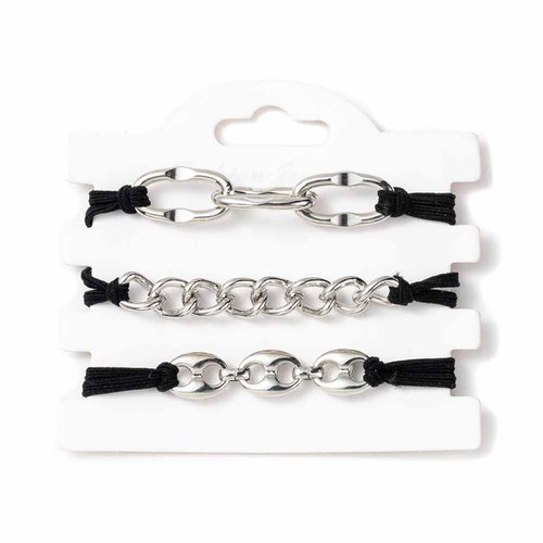 3 Pcs Bracelet Hair Ties Metal Chain Hair Bands Elastic Hair Ropes Ponytail Holder Hair Jewelry Accessories for Women and Girls (Silver)