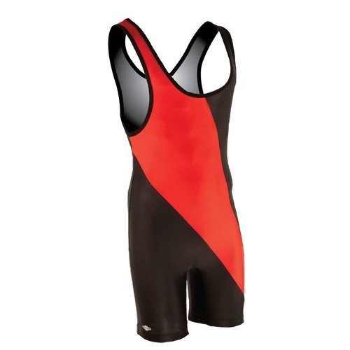 Matman Wrestling Singlet Men's Chest Sweep Weightlifting Singlet Nylon Spandex (Red, 3X-Small)