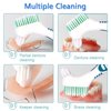 Denture Brush, 4 Pieces Small Toothbrush for Dentures, Multi-Layered Bristles Ergonomic Rubber Handle for False Teeth Cleaning