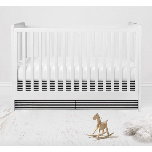 Bacati - Pin Stripes Cotton Crib Skirt 100% Cotton Percale with 13 inch Drop for US Standard Crib (Black)