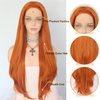 Sapphirewigs Orange Wig Long Natural Straight Wave Wigs Synthetic Lace Front Hair Replacement Wigs Beauty Blogger Daily Makeup Cosplay Ginger Wig for Women Halloween Costumes Wigs