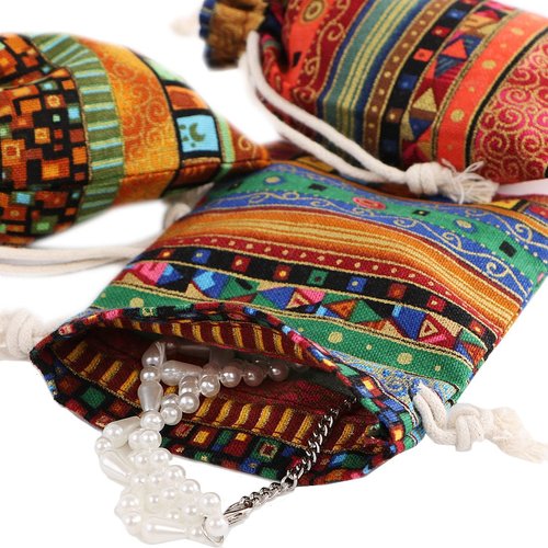 kilofly 12 pc Egyptian Jewelry Bag Aztec Print Drawstring Coin Purse Gift Pouch
