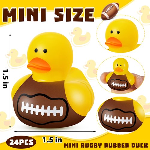 Football Rubber Ducks Floating Bath Toy Football Duck Shower Toy Football Sports Themed Mini Ducks for Bathtub Party Birthday Decoration