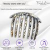 French Amie 7 Teeth Handmade Celluloid Side Hair Comb Flexible Durable Hair Combs Strong Hold Hair Clips for Women No Slip Styling Girls Paris Hair Accessories, Made in France (Silver Onyx Gray)