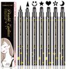 LemonSac 6 Pcs Double-sided Liquid Eyeliner Pen, with Eye Makeup Stamp Super Slim Gel Felt Tip, Waterproof Smudgeproof Long Lasting Eye Tattoo -Heart/Moon/Star/Flowers/Smiley/Triangle (6PCS)
